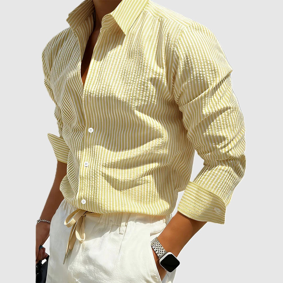 Diego - Men's Vertical Striped Button-Down Shirt
