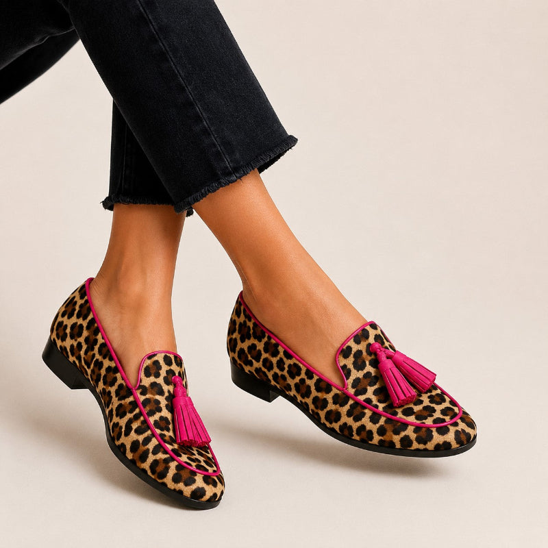 Dione - Women's Animal Print Tassel Comfort Footwear Loafers