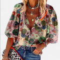 Donatella - Women’s Boho Floral Button-Up Blouse