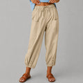 Donna - Women's Drawstring Button Cuff Linen Pants