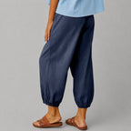 Donna - Women's Drawstring Button Cuff Linen Pants