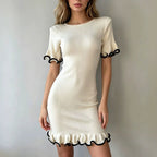 Dorothy - Women’s Contrast Ruffle Knit Dress