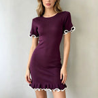 Dorothy - Women’s Contrast Ruffle Knit Dress