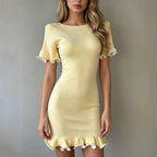 Dorothy - Women’s Contrast Ruffle Knit Dress