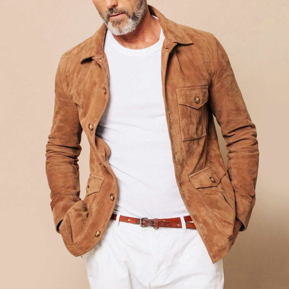 Drake - Men's Multi-Pocket Button-Front Suede Jacket
