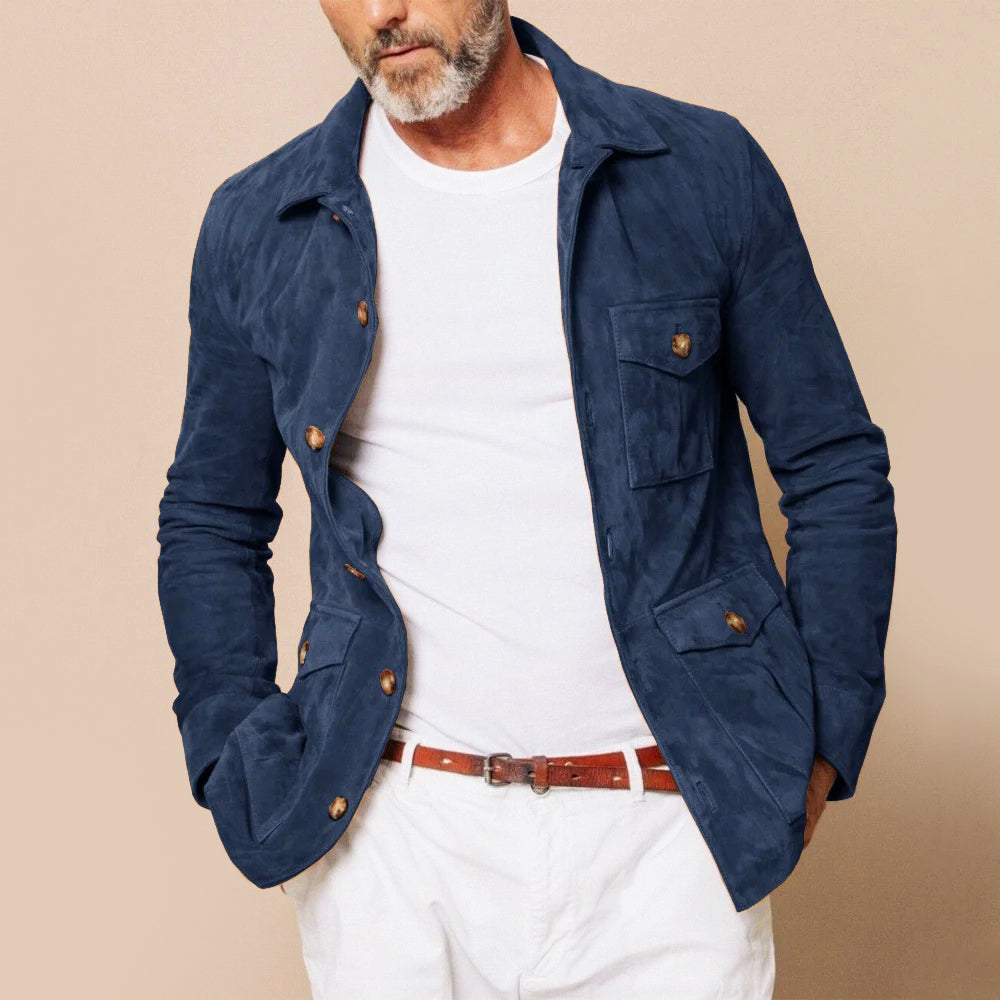 Drake - Men's Multi-Pocket Button-Front Suede Jacket