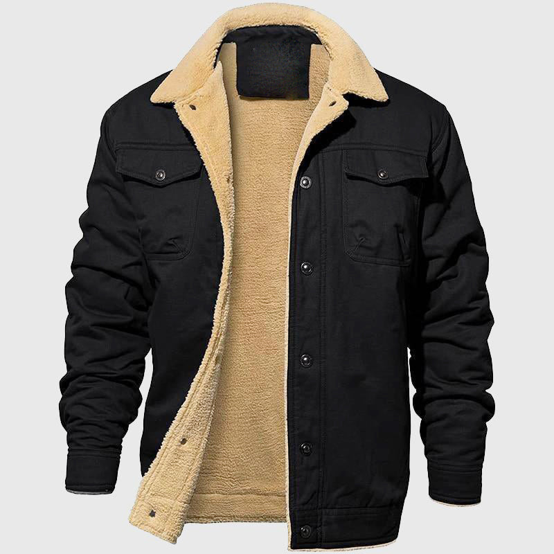 Dustin - Men's Flap-Pocket Button-Front Sherpa Jacket