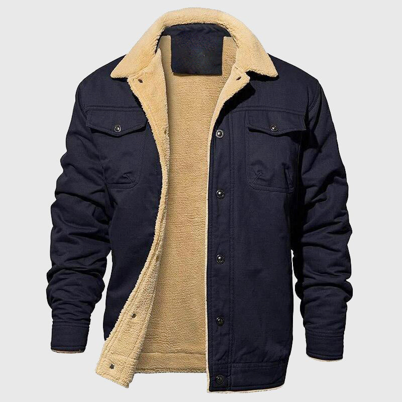 Dustin - Men's Flap-Pocket Button-Front Sherpa Jacket
