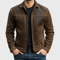 Dylan - Men's Vintage Leather Zip Jacket