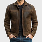 Dylan - Men's Vintage Leather Zip Jacket
