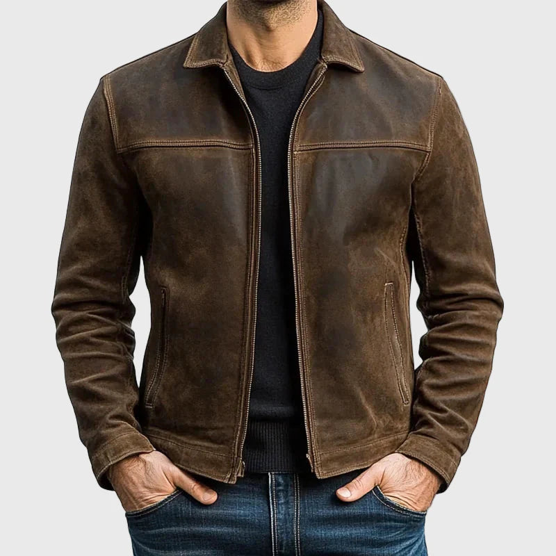 Dylan - Men's Vintage Leather Zip Jacket