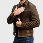 Dylan - Men's Vintage Leather Zip Jacket