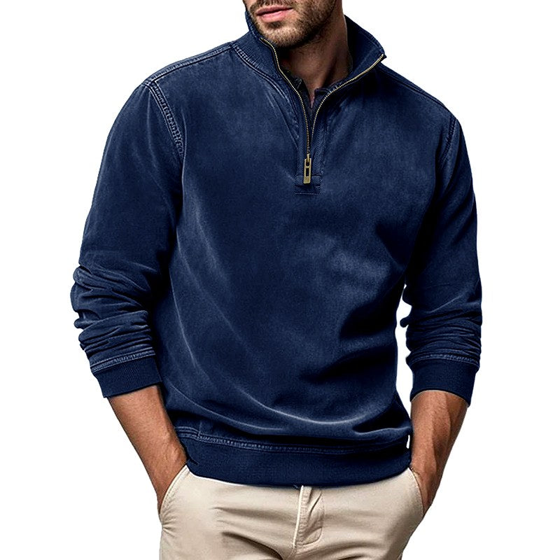Edison - Men's Faux Suede Quarter-Zip Sweatshirt
