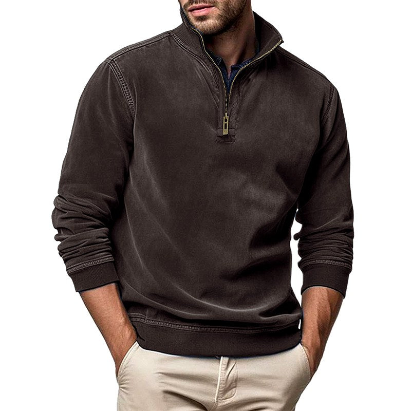 Edison - Men's Faux Suede Quarter-Zip Sweatshirt