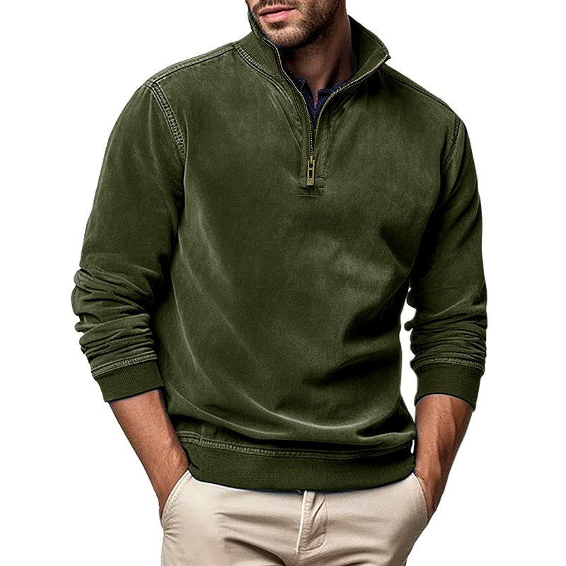 Edison - Men's Faux Suede Quarter-Zip Sweatshirt