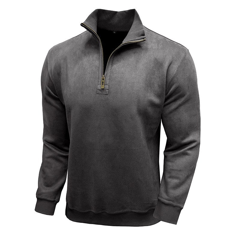 Edison - Men's Faux Suede Quarter-Zip Sweatshirt