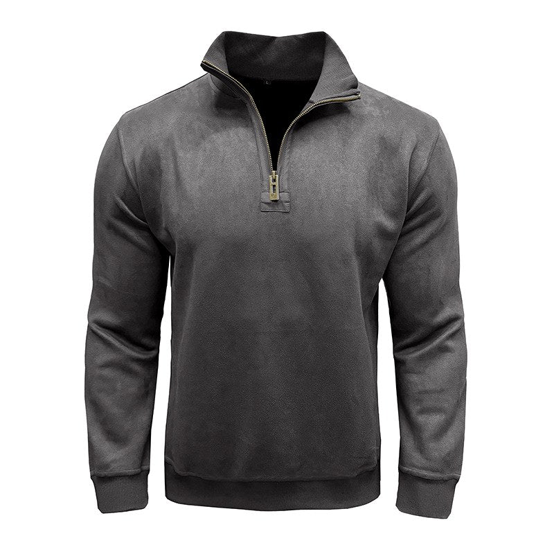Edison - Men's Faux Suede Quarter-Zip Sweatshirt