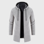 Edison - Men's Textured Knit Longline Hoodie Jacket