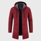 Edison - Men's Textured Knit Longline Hoodie Jacket