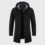 Edison - Men's Textured Knit Longline Hoodie Jacket