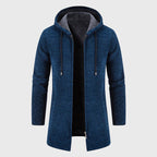 Edison - Men's Textured Knit Longline Hoodie Jacket