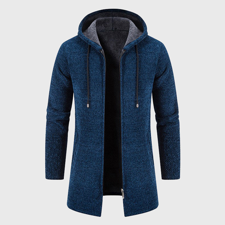 Edison - Men's Textured Knit Longline Hoodie Jacket