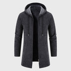 Edison - Men's Textured Knit Longline Hoodie Jacket