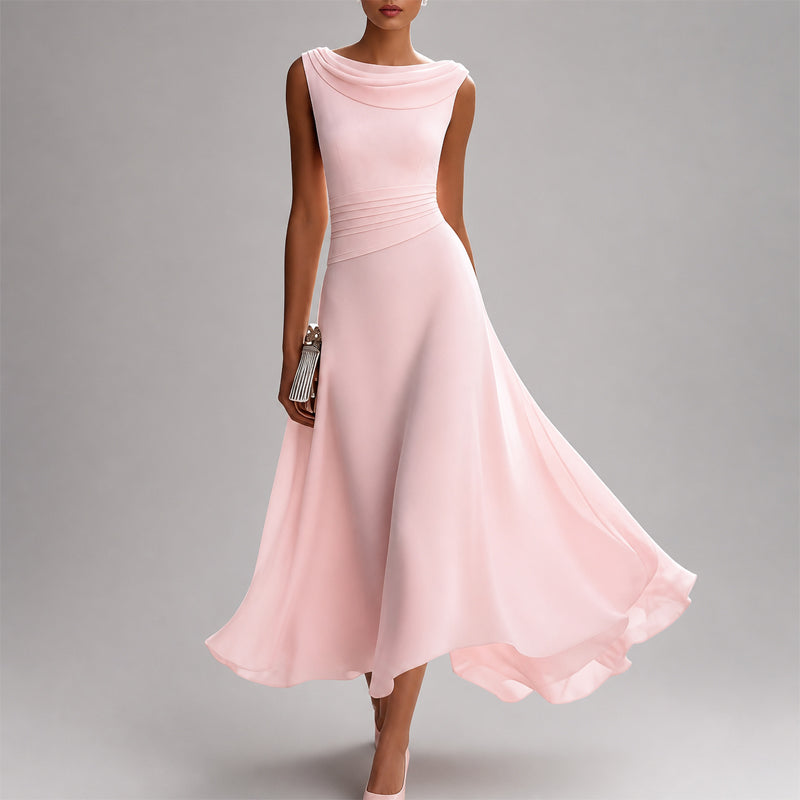 Elaine - Women's Cowl Neck Sleeveless Flowy Midi Dress