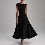 Elaine - Women's Cowl Neck Sleeveless Flowy Midi Dress