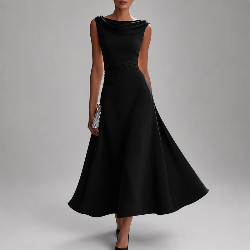 Elaine - Women's Cowl Neck Sleeveless Flowy Midi Dress