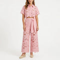 Elena - Women's Lace Cropped Wide Leg Matching Set