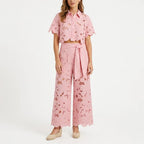Elena - Women's Lace Cropped Wide Leg Matching Set