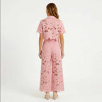 Elena - Women's Lace Cropped Wide Leg Matching Set