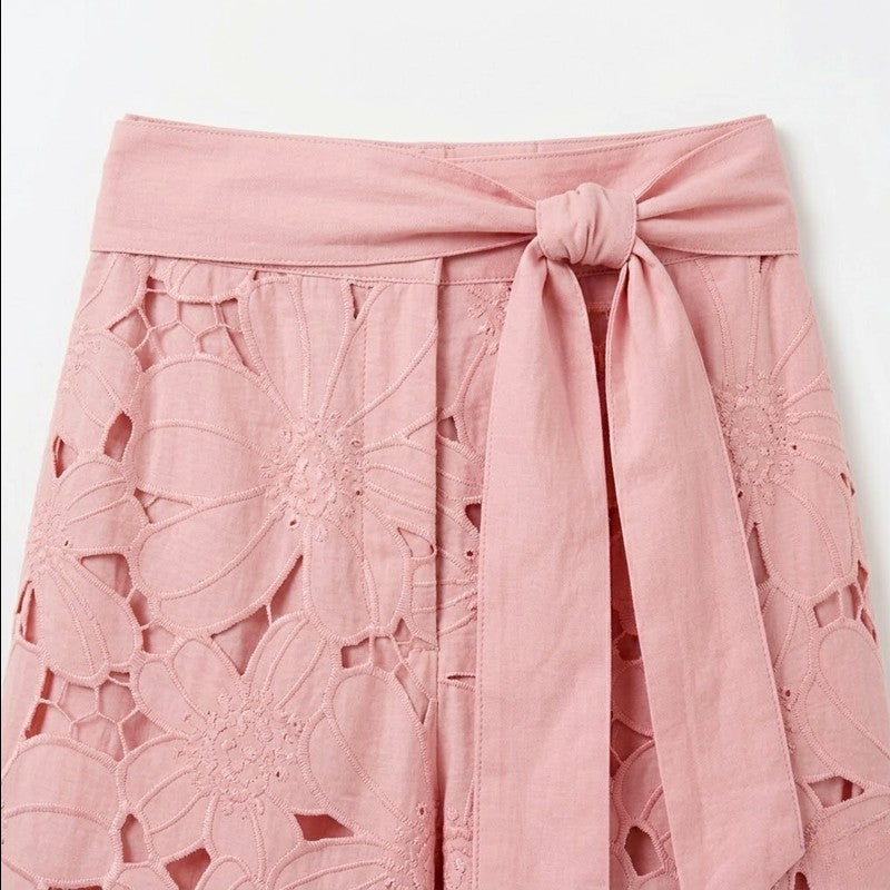 Elena - Women's Lace Cropped Wide Leg Matching Set