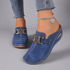 Eliza - Women's Metal Buckle Slip-On Suede Clogs