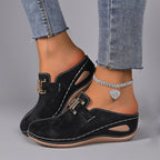 Eliza - Women's Metal Buckle Slip-On Suede Clogs