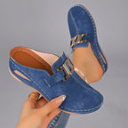 Eliza - Women's Metal Buckle Slip-On Suede Clogs