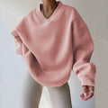 Ember - Women's Oversized V-Neck Fleece Sweatshirt