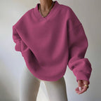 Ember - Women's Oversized V-Neck Fleece Sweatshirt