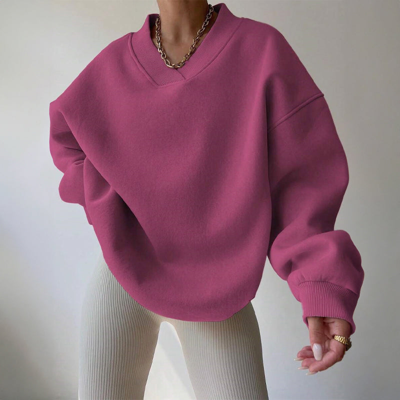 Ember - Women's Oversized V-Neck Fleece Sweatshirt