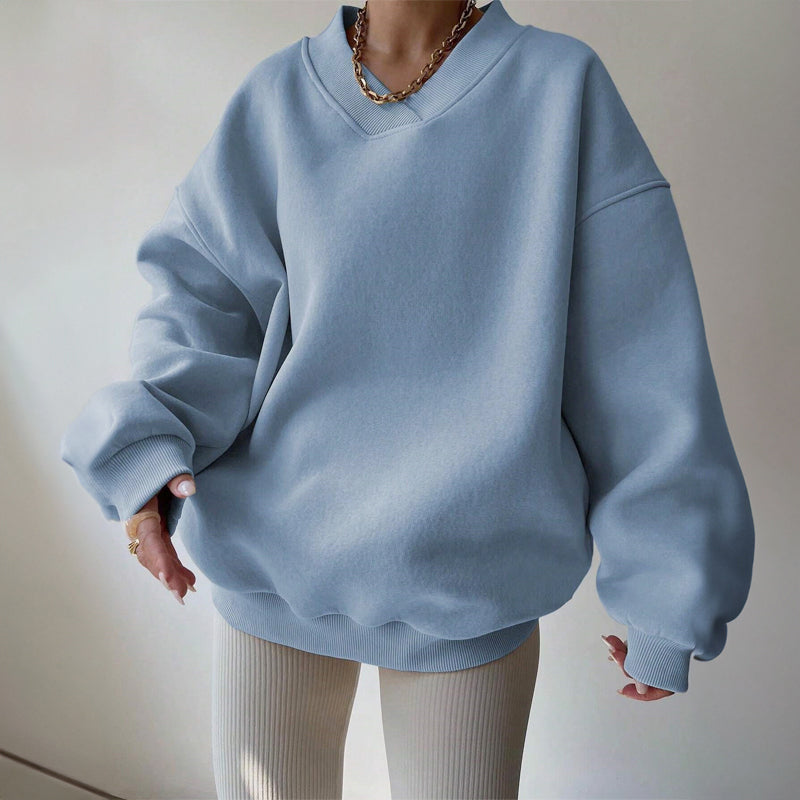 Ember - Women's Oversized V-Neck Fleece Sweatshirt