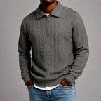 Emery - Men's Cable Knit Quarter Zip Polo Sweater