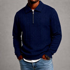 Emery - Men's Cable Knit Quarter Zip Polo Sweater