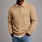 Emery - Men's Cable Knit Quarter Zip Polo Sweater