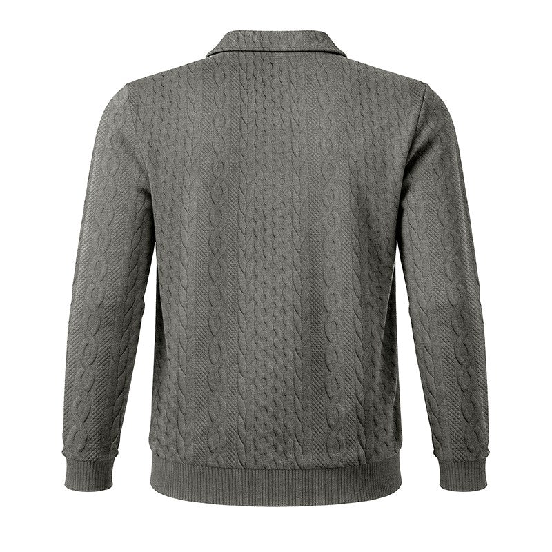 Emery - Men's Cable Knit Quarter Zip Polo Sweater