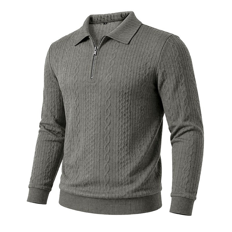 Emery - Men's Cable Knit Quarter Zip Polo Sweater