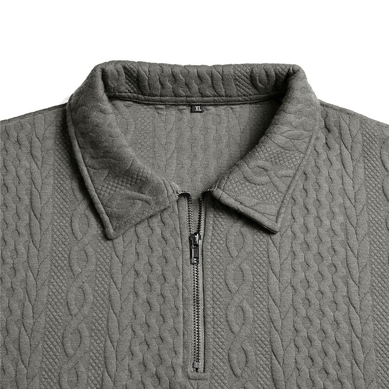 Emery - Men's Cable Knit Quarter Zip Polo Sweater