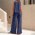 Emily - Women's Sleeveless Tank & Wide-Leg Pants Set