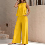 Emily - Women's Sleeveless Tank & Wide-Leg Pants Set