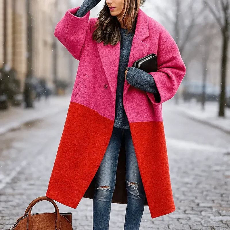 Emma - Women's Oversized Drop-Shoulder Long Woolen Coat